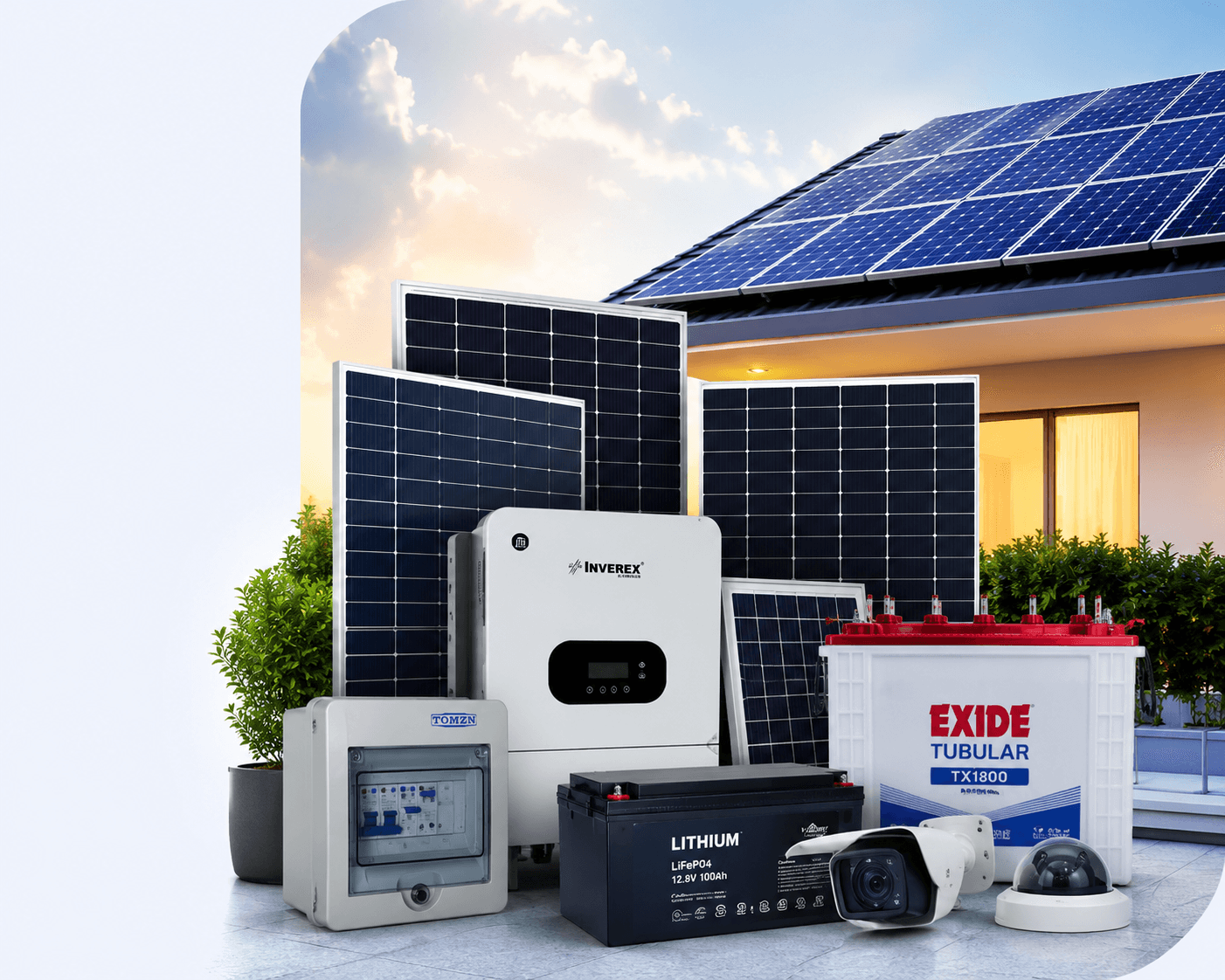 Solar panels, battery, and inverter installed at a home
